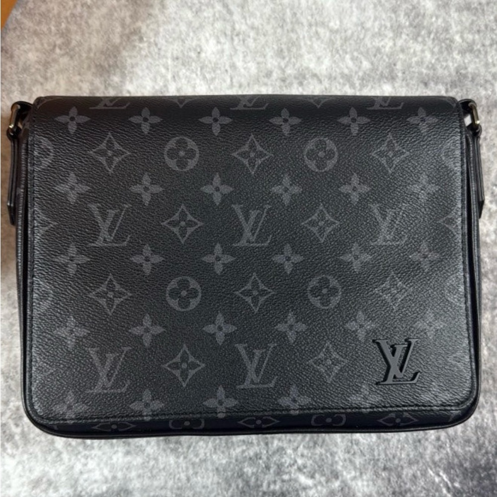 Louis Vuitton Black Messenger Bag with Monogram